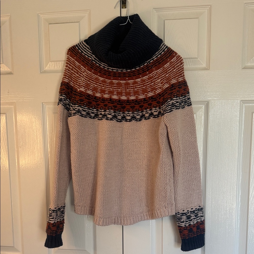 Madewell Cowl Neck Sweater in Cream, Black, and Brown
